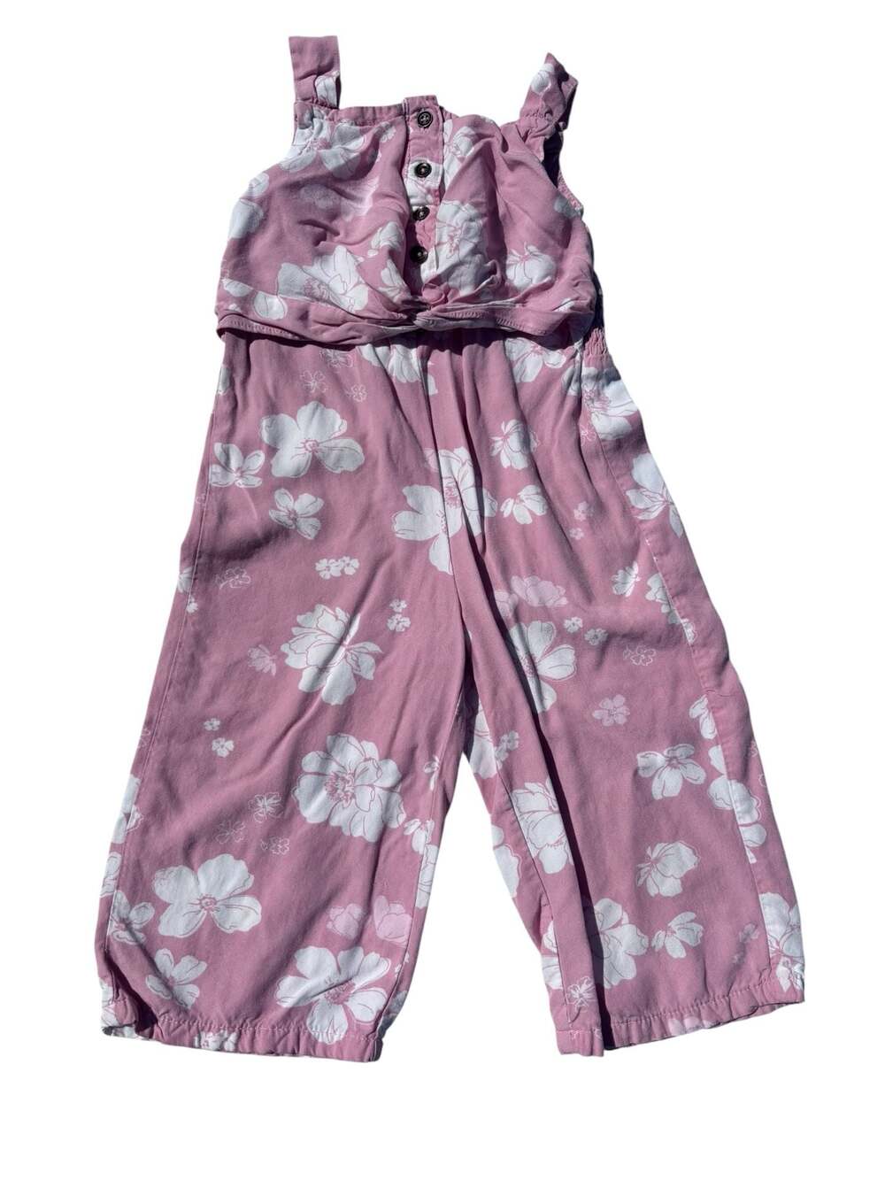 Carter's Kid Girls' Pink Floral Smocked Viscose Jumpsuit‎ Size 4